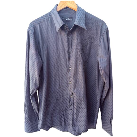 Cultura Other - Cultara International Button Up Shirt Mens Large Black Striped Shirt